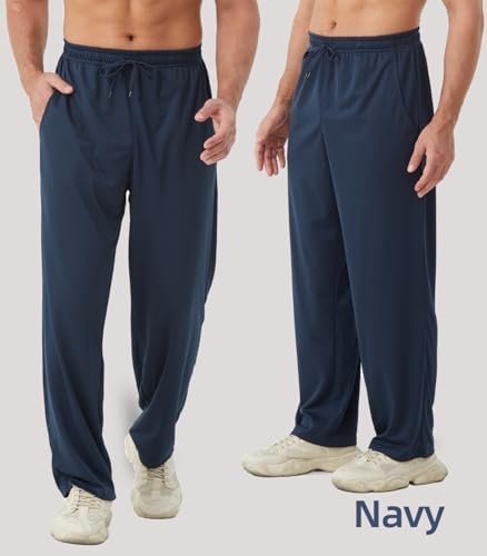 DWUGD'L 3 Pack Sweatpants for Men Loose Fit Mens Athletic Pants with Pockets Mesh Open Bottom Workout Jogging Casual Pants Set 3: Pack - Image 4