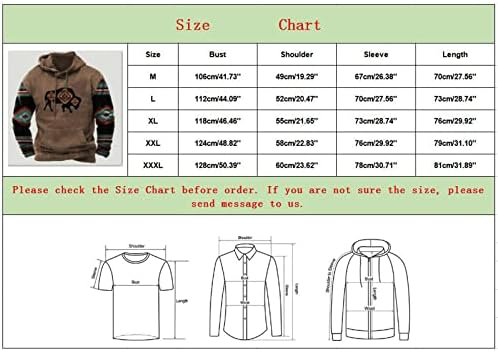 HJINGSUN Graphic Hoodies Men Western Hoodies for Men Tribal Aztec Cowboy Ethnic Hooded Sweatshirts Fall Vintage Country Long Sleeve Pullover Tops (A012-Grey Bull Skull) - Image 3
