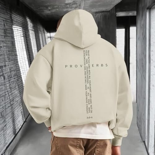 Lubpow Christian Hoodies for Men Inspirational Religious Faith Cross Sweatshirts Vintage Bible Verse Graphic Hoodie Pullover Apricot or Black - Image 5
