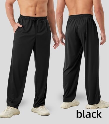DWUGD'L 3 Pack Sweatpants for Men Loose Fit Mens Athletic Pants with Pockets Mesh Open Bottom Workout Jogging Casual Pants Set 3: Pack - Image 23