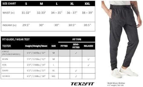 TEX2FIT 2-Pack Men's Active Fleece Joggers with Side Pockets, Jogging Pants (2pcs Set) (Black, Charcoal Heather, Medium) - Image 7