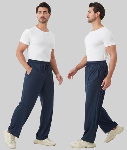 DWUGD'L 3 Pack Sweatpants for Men Loose Fit Mens Athletic Pants with Pockets Mesh Open Bottom Workout Jogging Casual Pants Set 3: Pack - Image 27