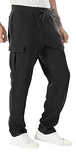 TEX2FIT 2-Pack Men's Active Fleece Joggers with Side Pockets, Jogging Pants (2pcs Set) (Black, Charcoal Heather, Medium) - Image 12