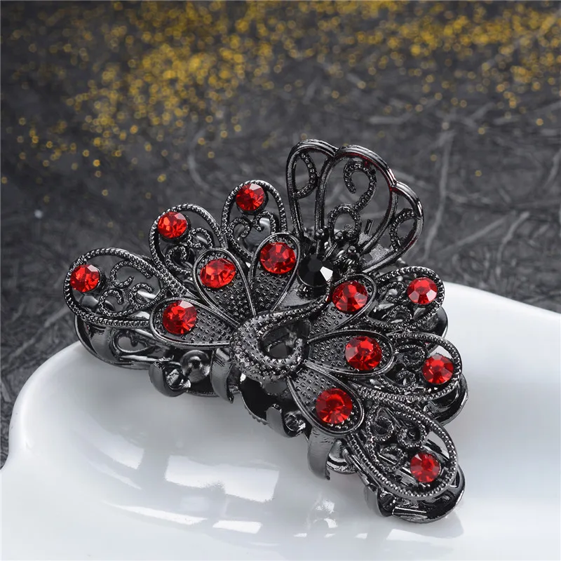Vivid Peacock Hair Claws For Women Vintage Hair Jewelry Charm Big Rhinestone Crystal Wedding Hair Accessories Hairpin - Image 4