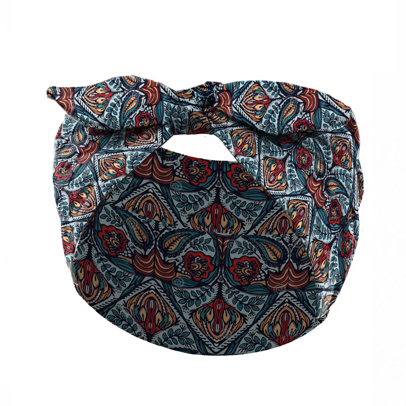 Widening Bohemian style printed front knot rabbit ear elastic headband - Image 4