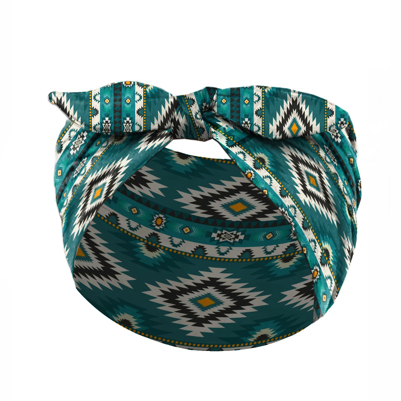 Widening Bohemian style printed front knot rabbit ear elastic headband - Image 5