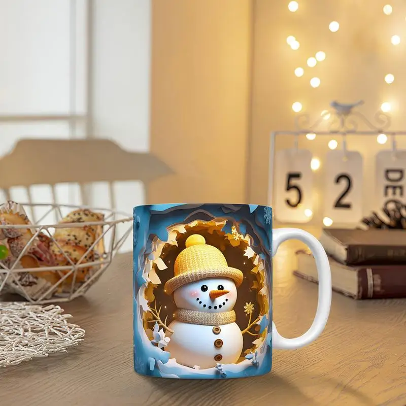 Christmas Coffee Mug Holiday Winter Tea Cups 11oz Christmas Holiday Cute Coffee Tea Cups with Easy-to-Hold Handle Aesthetic Mug - Image 3