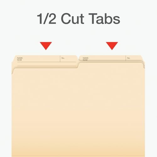 Pendaflex File Folders, Letter Size, 1/2 Cut Tabs, Manila, Reversible, Durable Grade Stock for Long-Lasting Use, Compact 25-Pack for Office, School & Home Organization, Easy Storage & Labeling - Image 5