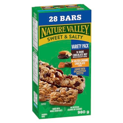 NATURE VALLEY - VALUE PACK - Dark Chocolate Nut and Salted Caramel Chocolate Chewy Nut Sweet and Salty Granola Bars Variety Pack, Pack of 28 Bars, 980 grams, Snack Bars, Made with Whole Grains - Image 3