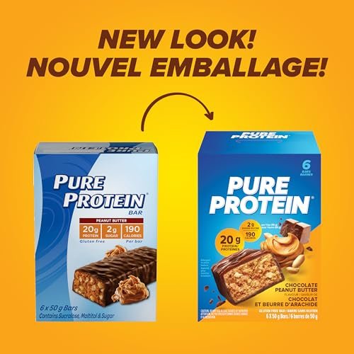 Pure Protein Bars - Nutritious, Gluten Free bar, made with Whey protein blend - low sugar snack. Deliciously satisfying. Made in Canada, Chocolate Peanut Butter (Pack of 6) - Image 7