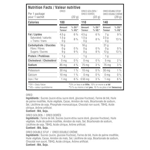 OREO, 20 Snack Packs (Individually Wrapped), 40 Cookies, School, Lunch, Travel, Gift, Birthday, Bulk Variety Pack of OREOs Original Chocolate & Double Stuf & Golden Vanilla Sandwich Cookies, 482g - Image 14