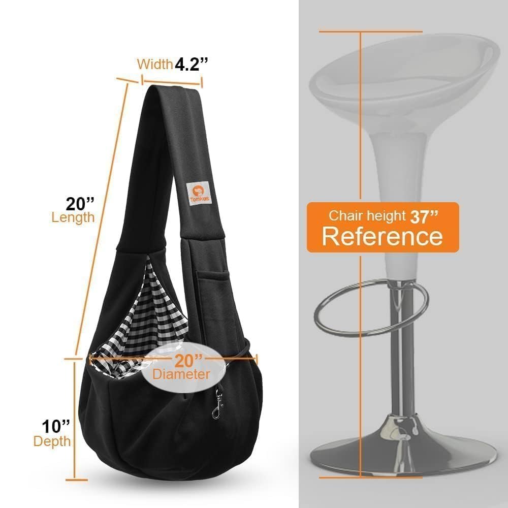 Tomkas Small Dog Sling Carrier - Classic Pocket & Classic Strap - for 3-10 lbs Pets(Black) - Image 4