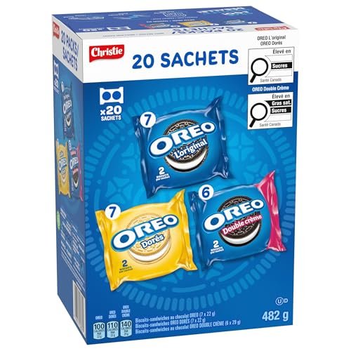 OREO, 20 Snack Packs (Individually Wrapped), 40 Cookies, School, Lunch, Travel, Gift, Birthday, Bulk Variety Pack of OREOs Original Chocolate & Double Stuf & Golden Vanilla Sandwich Cookies, 482g - Image 4