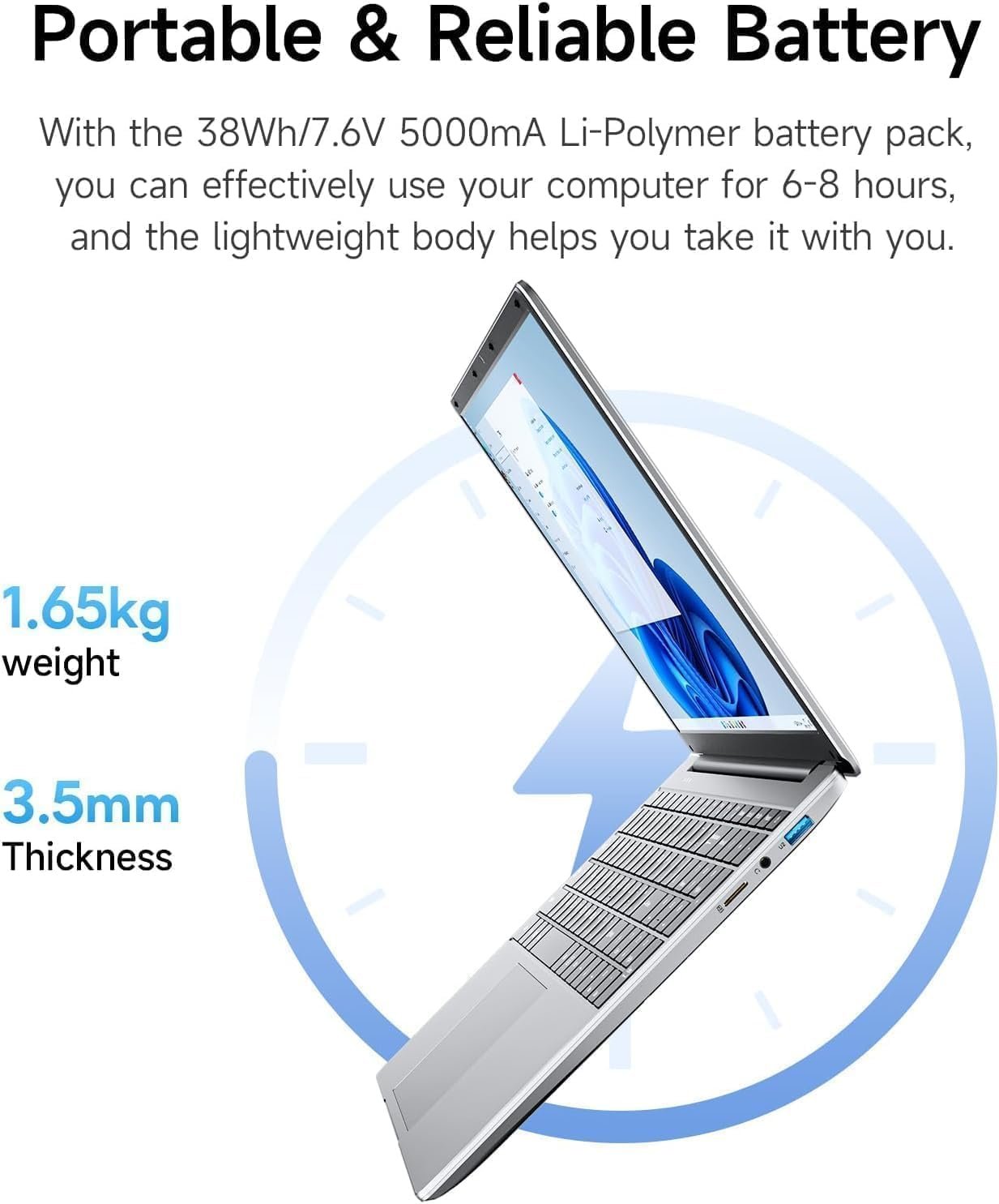 Jumper 15.6 Inch Laptop with Office 365, 4GB RAM 128GB Storage Expandable 1TB, Celeron Processor, HD Display, Windows 11 Laptops Computer, BT4.2, Wi-Fi 5, Type-C, Numpad, for Students and Business. - Image 3