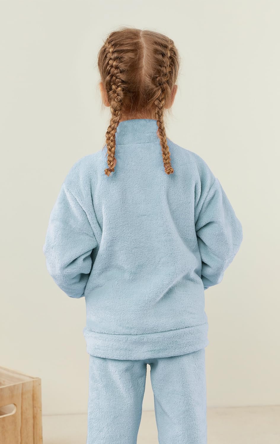 kiddook Girls' Flannel Pajama Sets, Zipper Top and Pants Winter Warm Soft Fuzzy Homewear(Pink,8-9Years) - Image 6