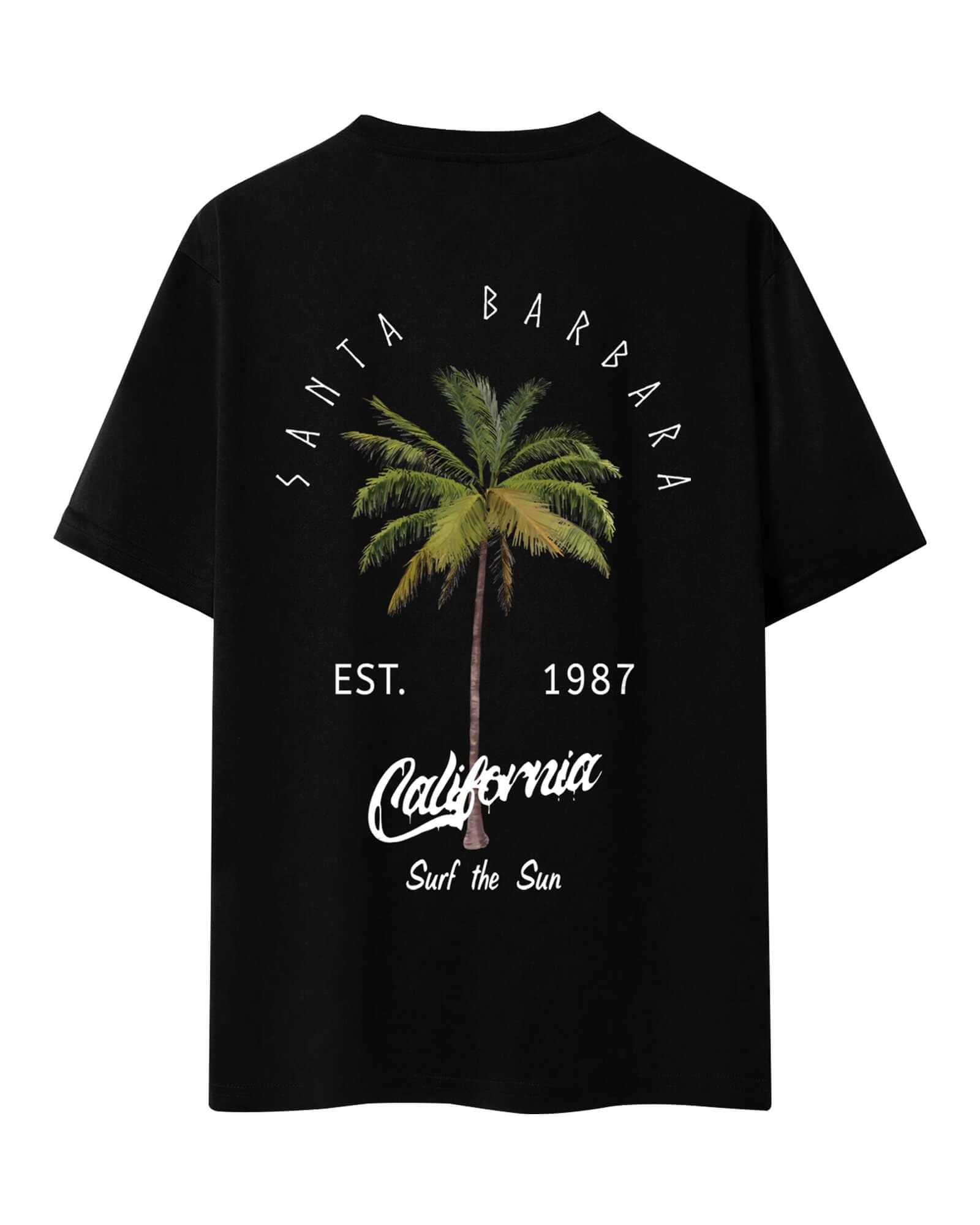 Mens Graphic T-Shirts Short Sleeve Palm Tree Print Summer Top Crewneck Cotton Casual California Tees for Men Black - Image 3