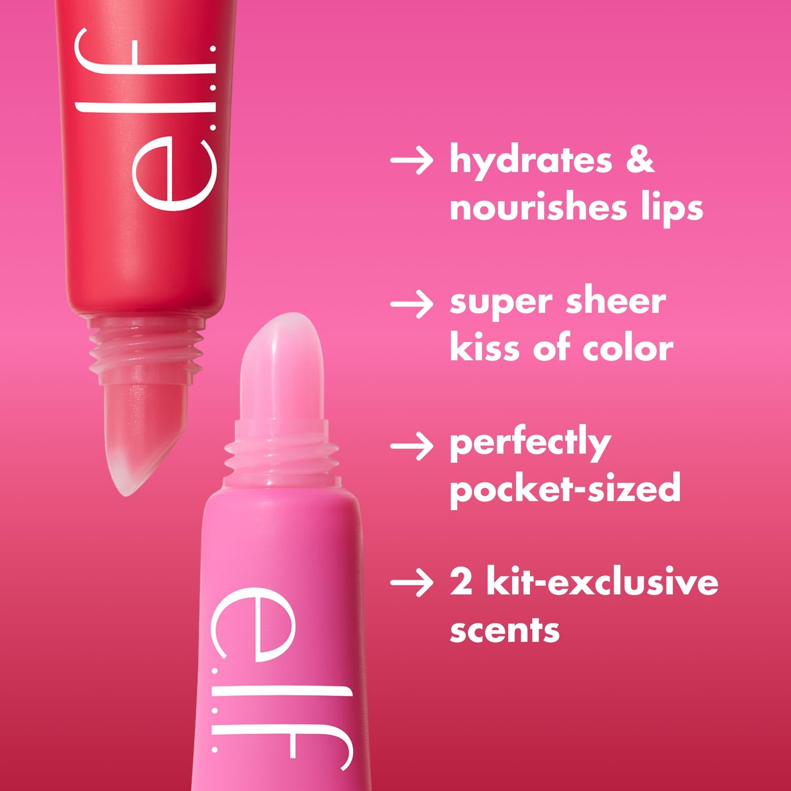 e.l.f. Squeeze Me More Lip Balm Duo, Moisturizing Balm For A Sheer Tint Of Colour, Made With Hyaluronic Acid, Vegan & Cruelty-Free, Cherry & Bubblegum - Image 4
