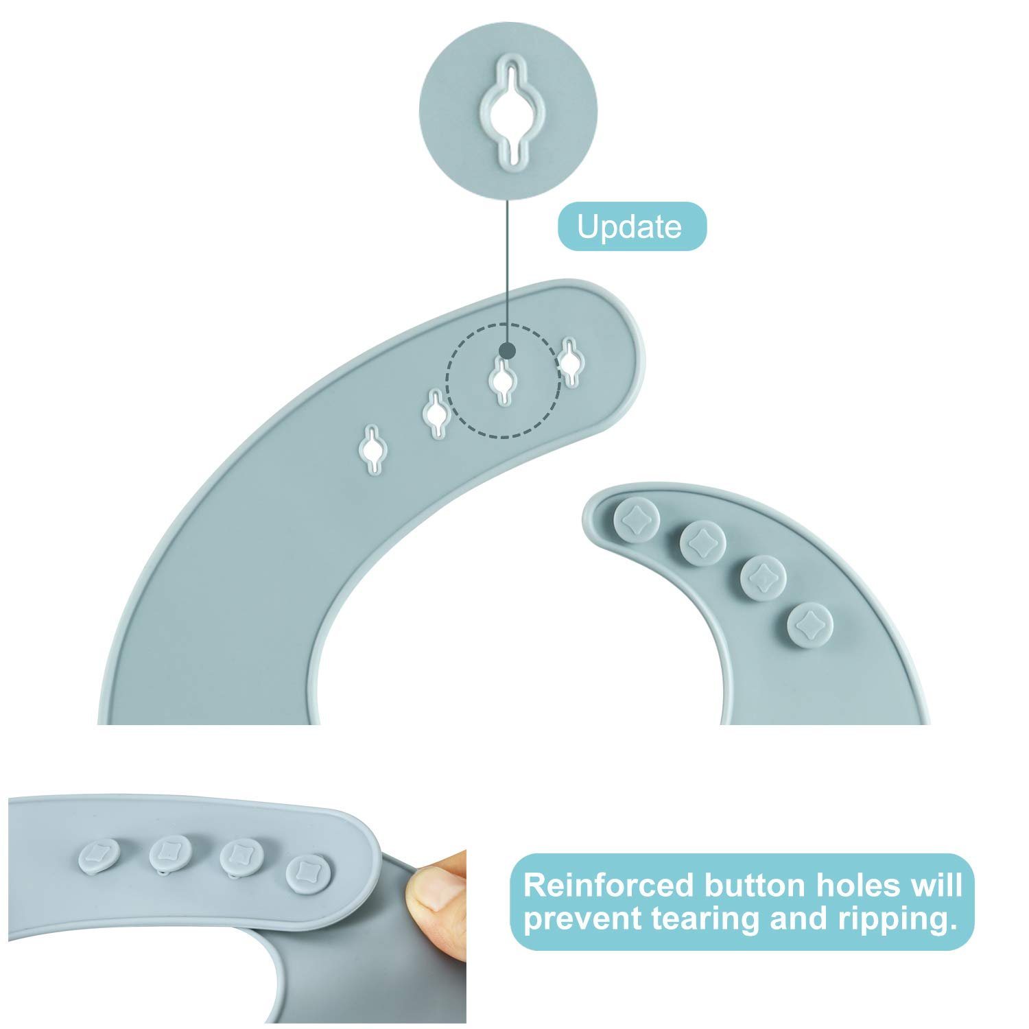 PandaEar Set of 3 Silicone Baby Bibs Waterproof, Soft, Unisex, 10-72 Months (Brown/Blue/Green) - Image 7