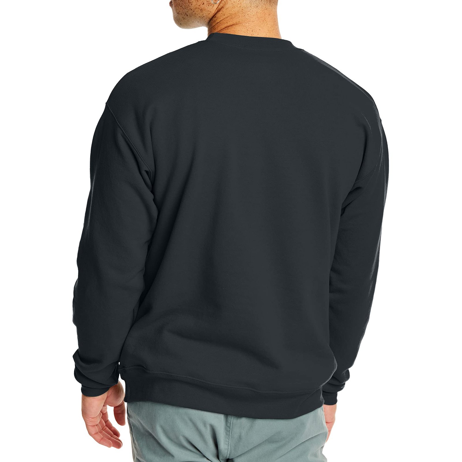 Hanes Men's Sweatshirt, EcoSmart Fleece Crewneck Sweatshirt, Cotton-Blend Fleece Sweatshirt, Plush Fleece Pullover Sweatshirt, Black, Large - Image 6