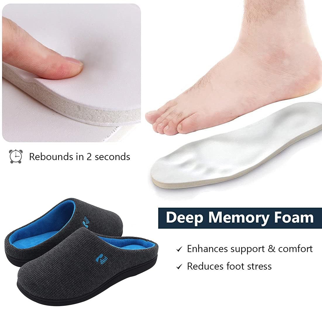 RockDove Men's Original Two-Tone Memory Foam Slipper, Size 11-12 US Men, Dark Gray/Blue - Image 3