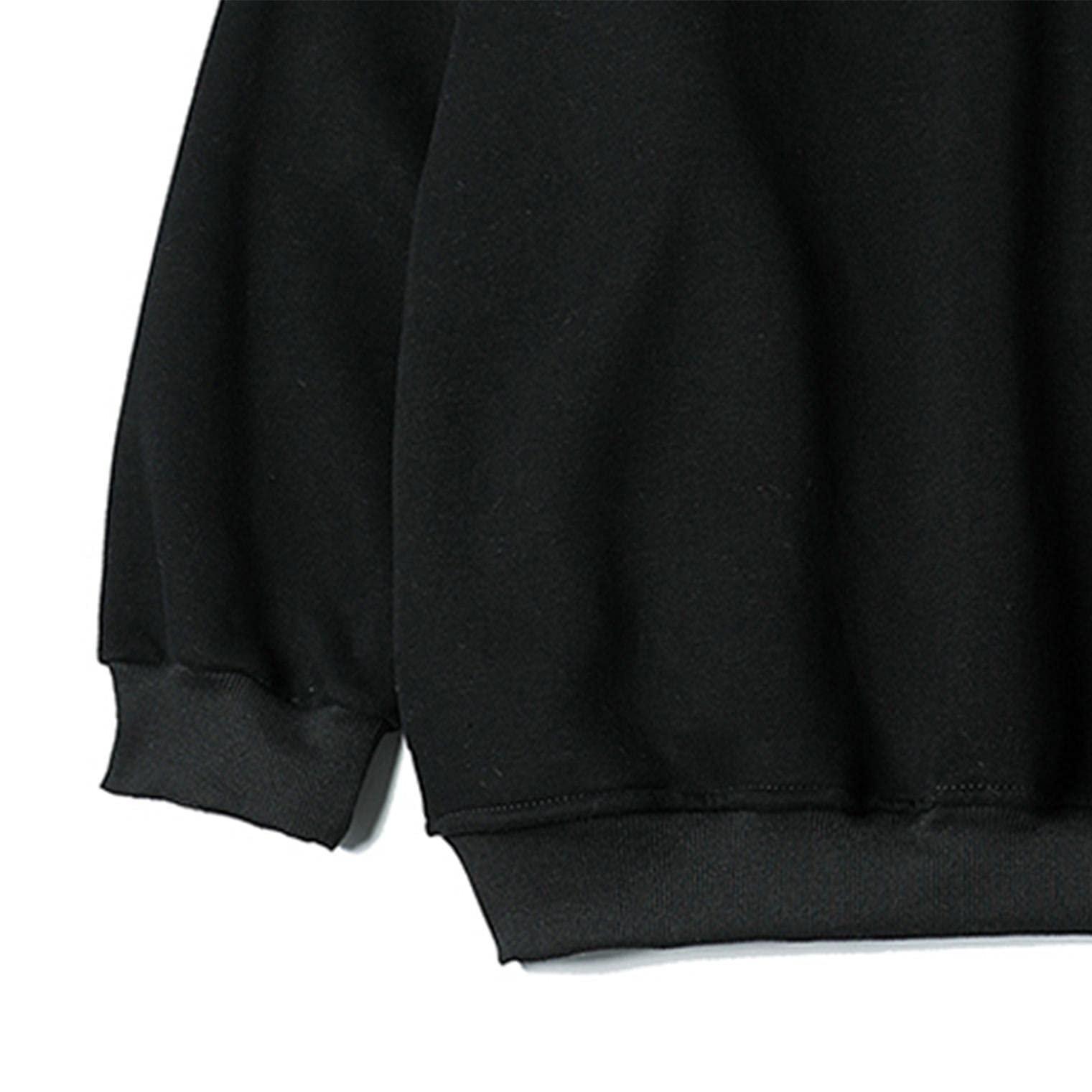 HGOOGY Mens Pullover Sweatshirt Big and Tall Casual Crewneck Oversized Sweater Relaxed Fit Solid Base Shirt Tops(S-5XL), A-black, X-Large - Image 4