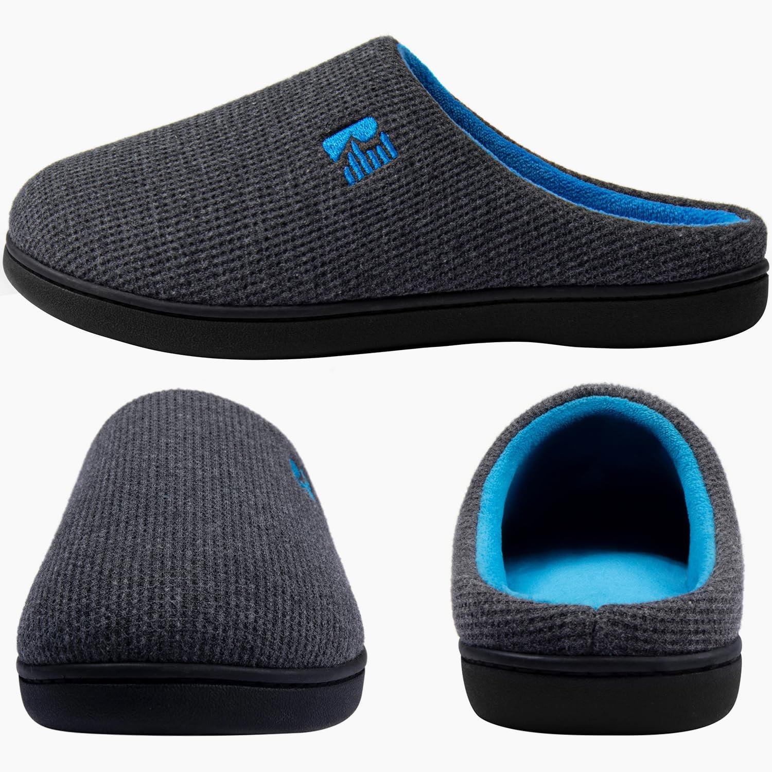RockDove Men's Original Two-Tone Memory Foam Slipper, Size 11-12 US Men, Dark Gray/Blue - Image 4