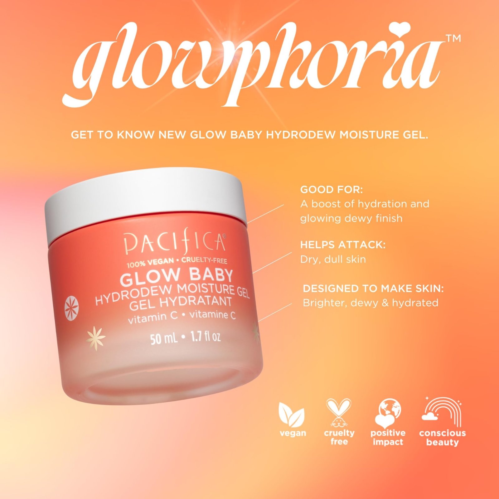 Pacifica Glow Baby Hydrodew Gel Moisturizer – Vitamin C & Niacinamide Dewy Face Gel for Glowing Skin, Lightweight Oil-Free Daily Moisturizer for Brightening & Hydration, Vegan & Clean Beauty Formula - Image 13