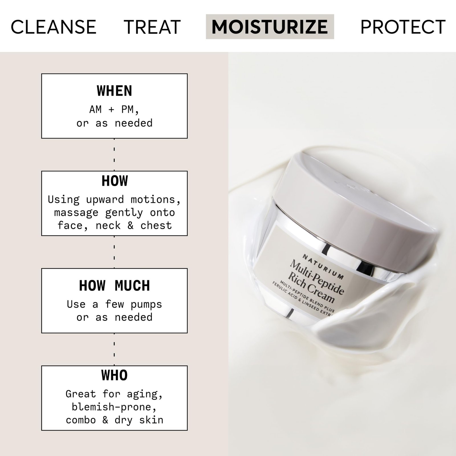 Naturium Multi-Peptide Rich Cream, Hydrating & Nourishing to Help Appearance of Fine Lines & Wrinkles, Vegan & Cruelty-Free, 1.7 oz - Image 6