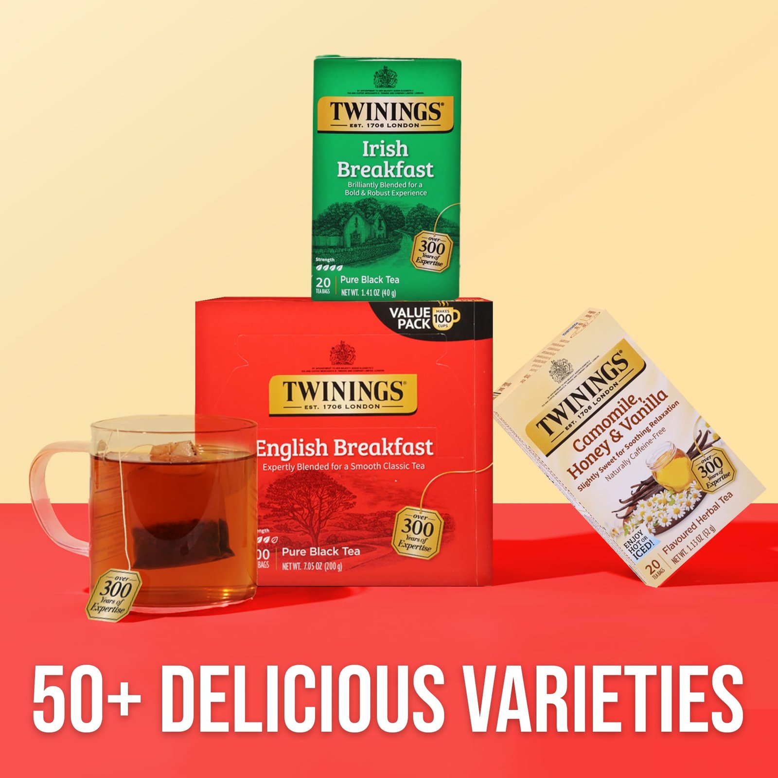 Twinings English Breakfast Black Tea Individually Wrapped Bags, 100 Count (Pack of 1), Smooth, Flavourful, and Robust, Caffeinated, Enjoy Hot or Iced, 100 Teabags - Image 2