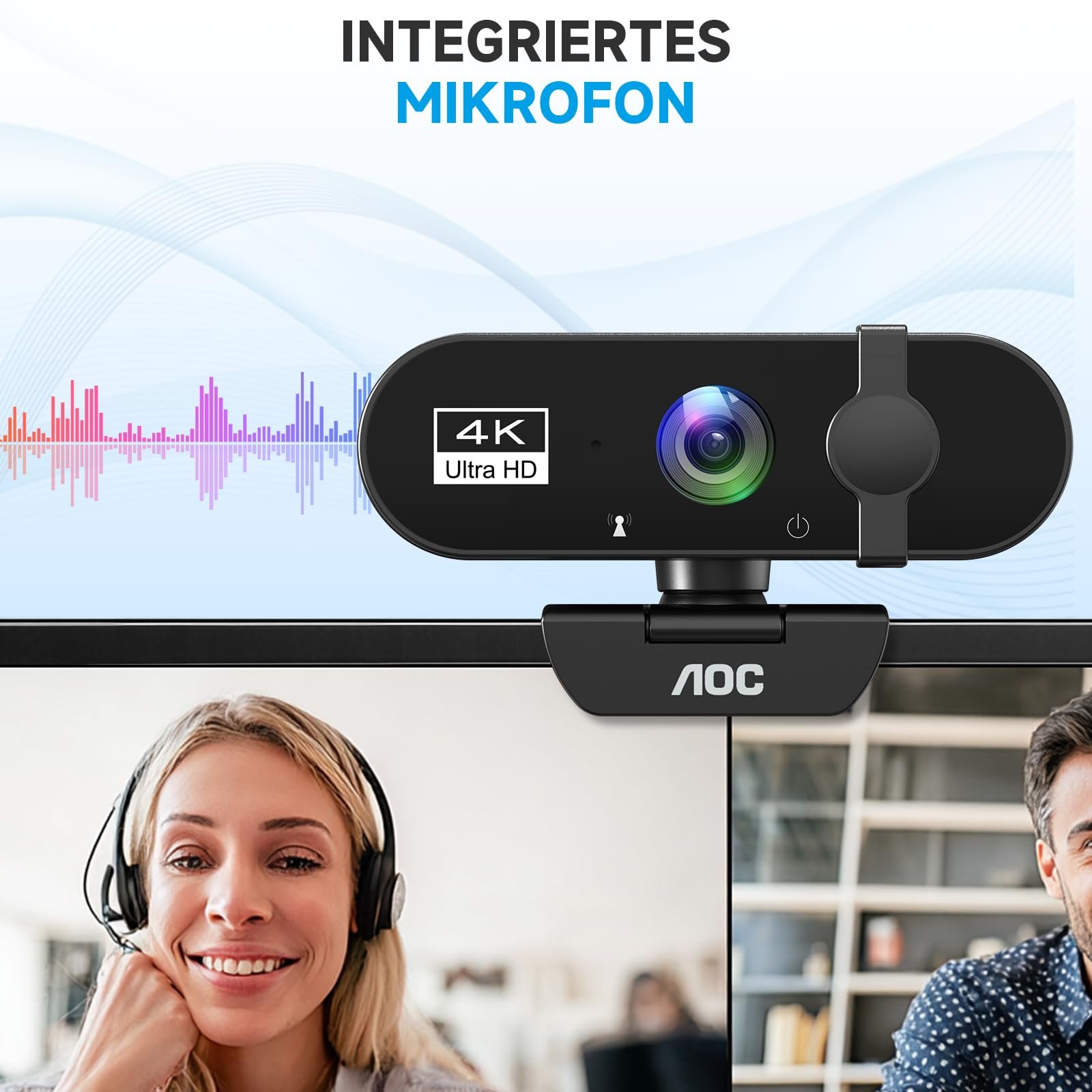 AOC 4k Webcam for PC with Microphone, Computer Camera with Noise Cancellation, Privacy Cover, 99° FOV, Plug & Play USB Webcam for Streaming, Conferencing, Zoom, Skype, Facetime, Laptop, PC, Skype - Image 7