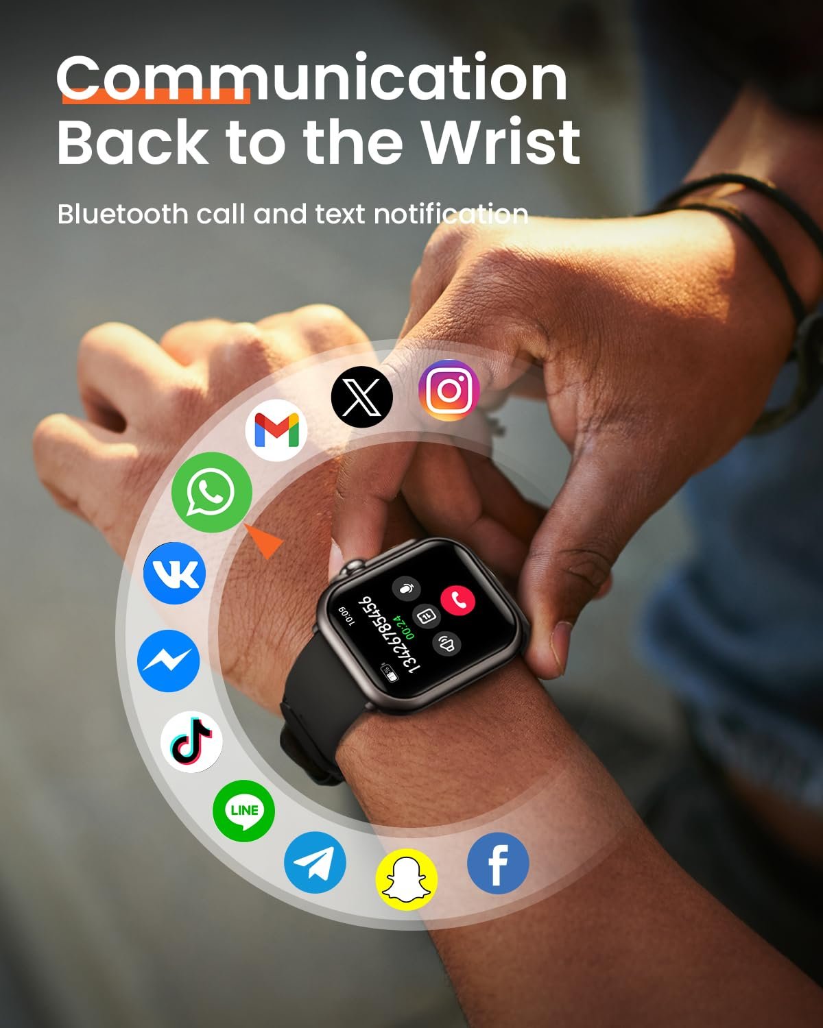 RUXINGX Smart Watch for Women Men: Smartwatch with SpO2 Sleep Track & Heart Rate Monitor, Bluetooth Calling for iPhone Android, 30-Day Long Battery, 120+ Fitness Modes, IP68 Waterproof, Reloj - Image 5