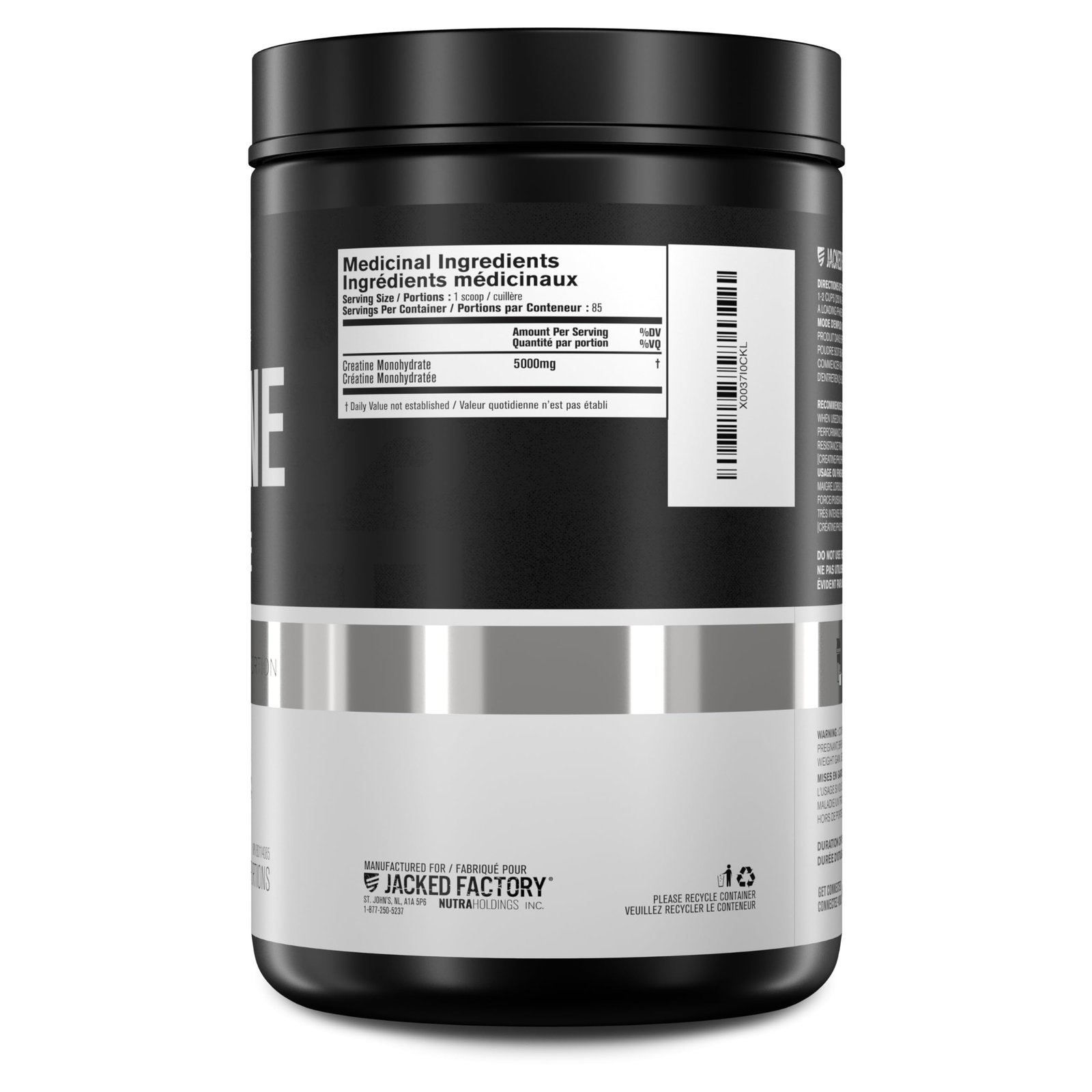 Jacked Factory Creatine Monohydrate Powder 425g - Canadian-Owned Informed Choice Certified Supplement for Increased Muscle Mass*, Improved Strength, Power, & Performance** - 85 Servings, Unflavored - Image 3