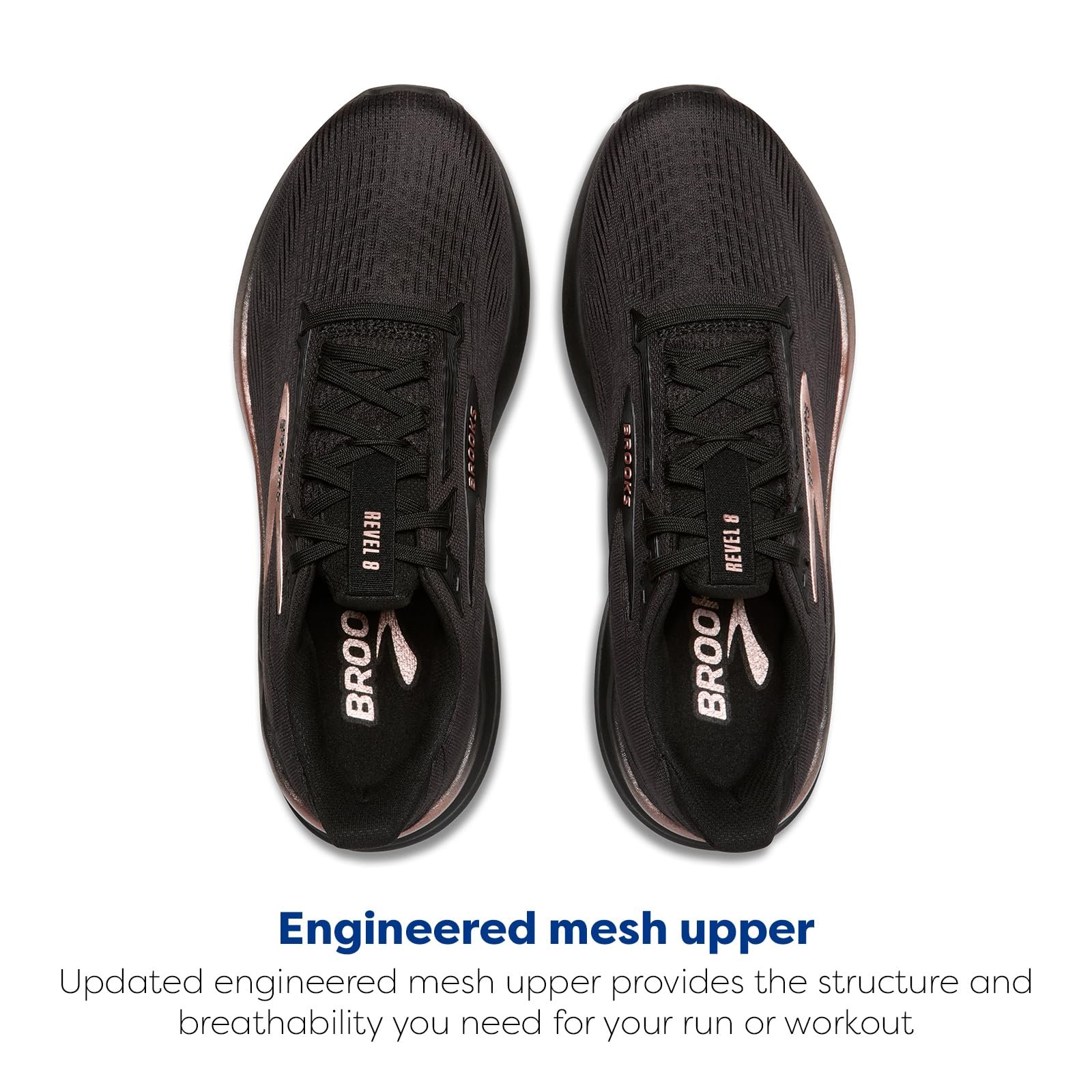 Brooks Women’s Revel 8 Neutral Running & Walking Shoe - Black/Black/Rose Gold - 8 Medium - Image 4