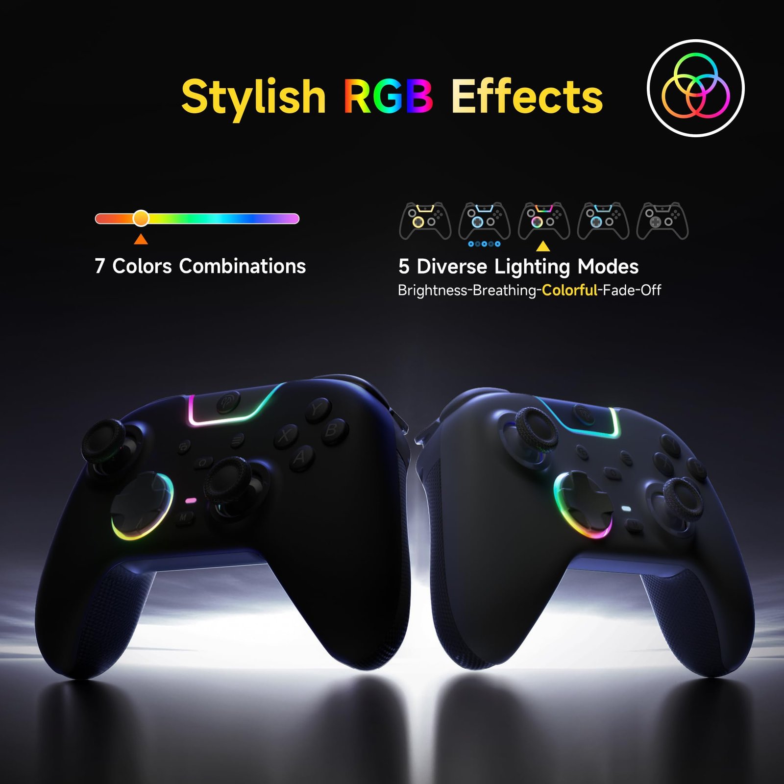 EasySMX X05 Pro Wireless PC Controller, Upgraded 2-Stage Triggers,Mute Buttons,Hall Joysticks,1000Hz Polling, 8-Way D-Pad, 1000mAh Battery, Multi-Platform Controller for PC/Switch/Android/iOS, Black - Image 4