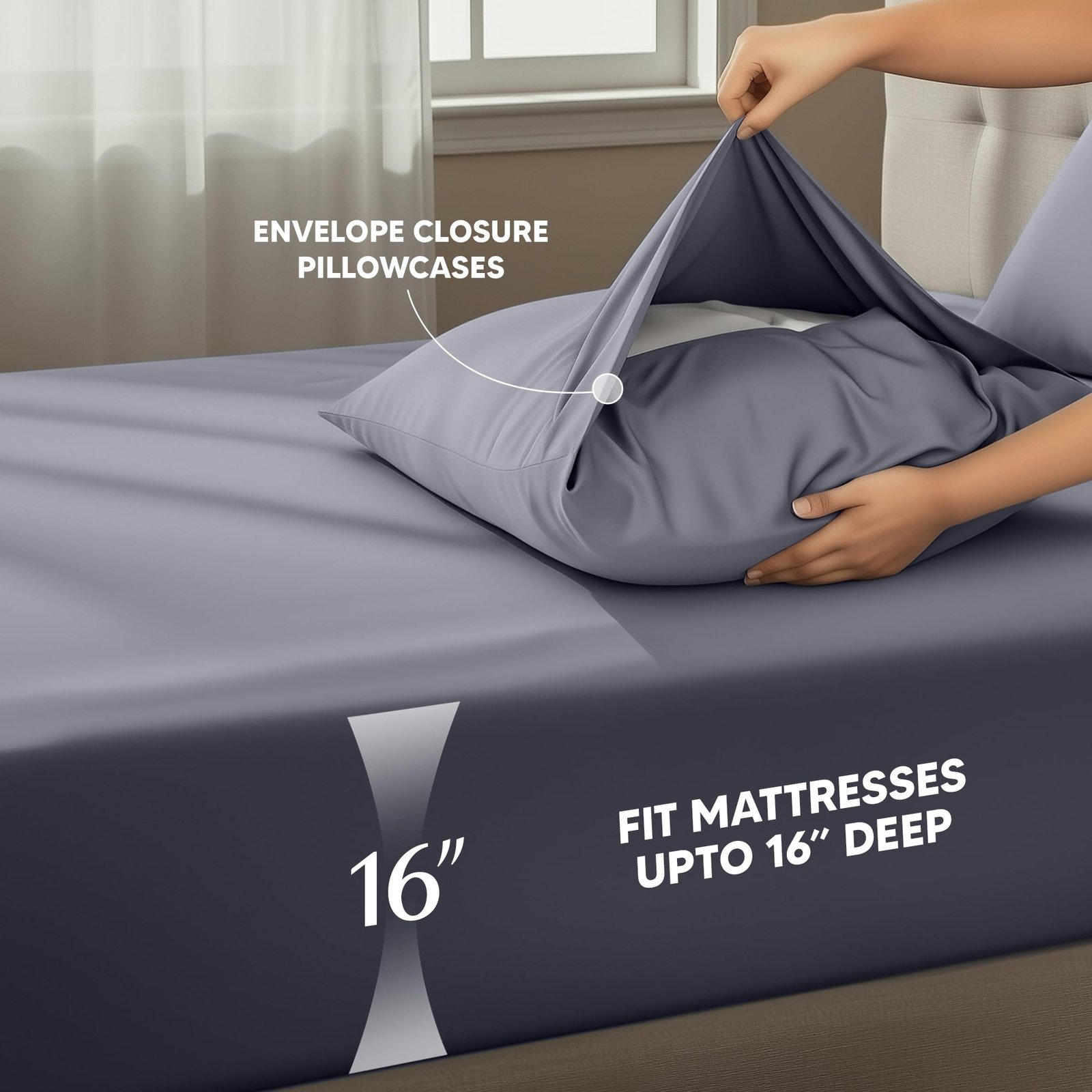 Utopia Bedding Queen Size Sheet Set - 4 Piece Queen Bed Sheets Set - Soft and Breathable Microfiber Fabric - Shrinkage & Fade Resistant - Easy Care (Grey) - Image 4