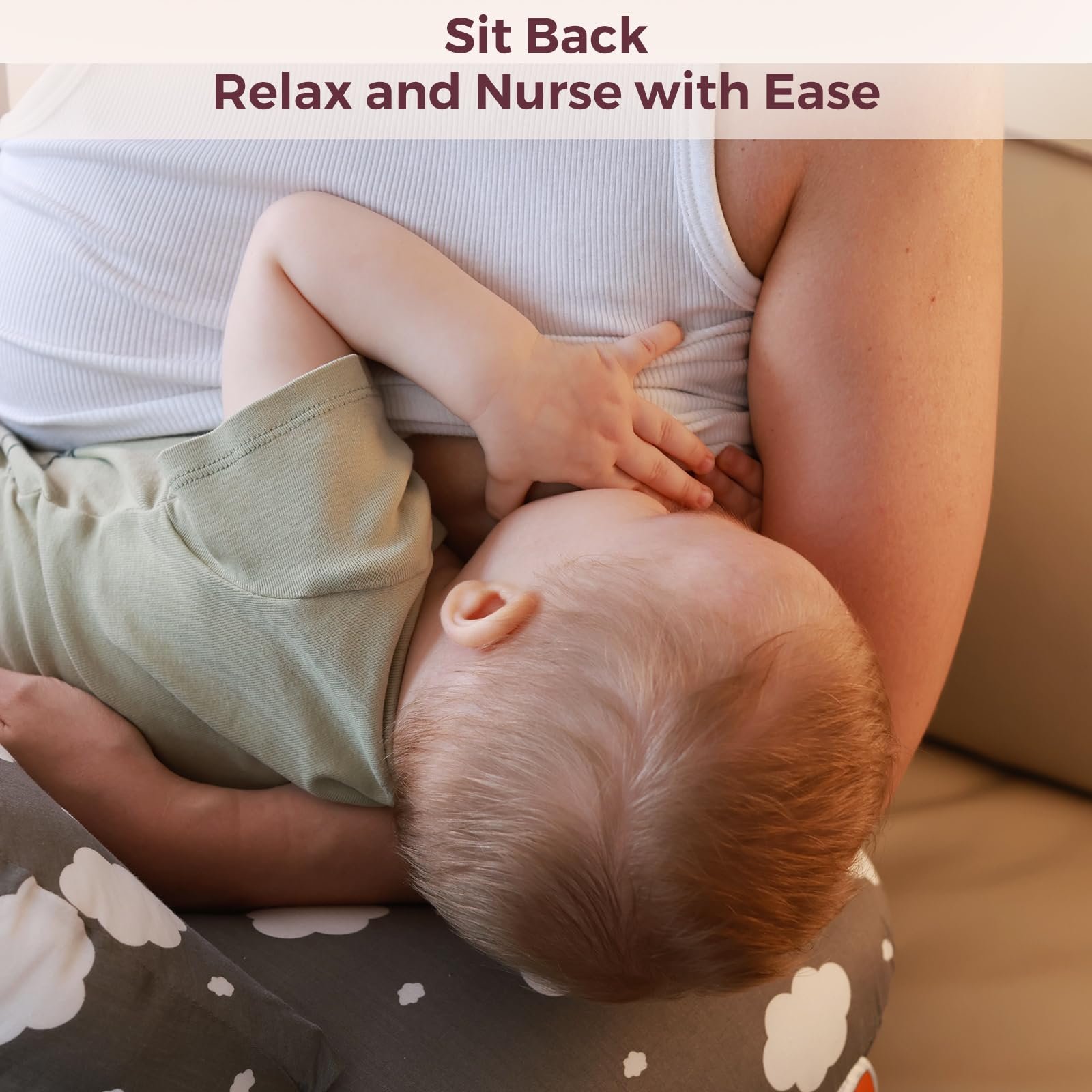 Momcozy Nursing Pillow for Breastfeeding, Original Plus Size Breastfeeding Pillows for More Support for Mom and Baby, with Adjustable Waist Strap and Removable Cotton Cover, Grey - Image 3