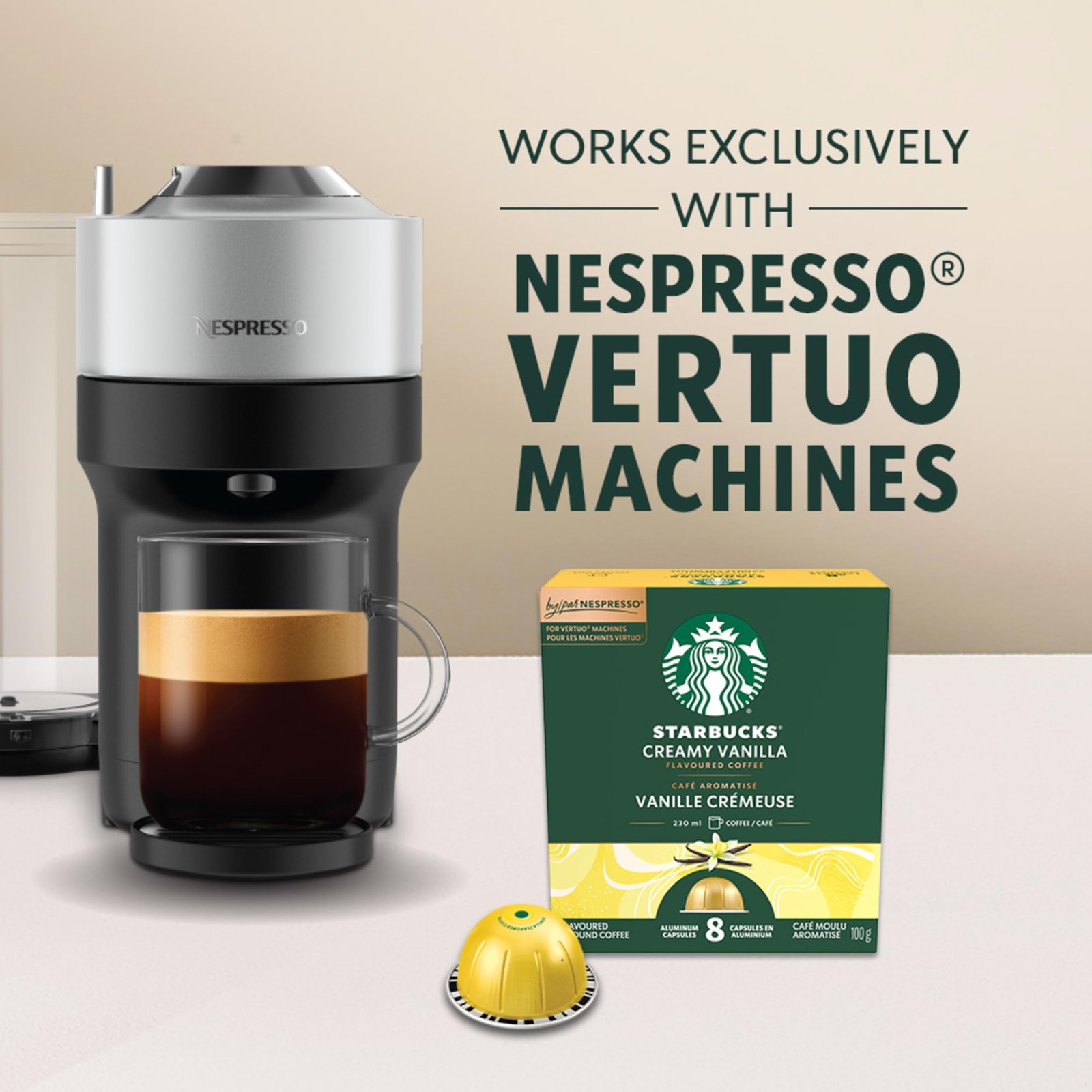 Creamy Vanilla for NESPRESSO VERTUO, Flavoured Blonde Roast Coffee, Sweet Vanilla And Biscuit Notes, Arabica Coffee, Recyclable Capsules Through NESPRESSO Recycling System - Image 5
