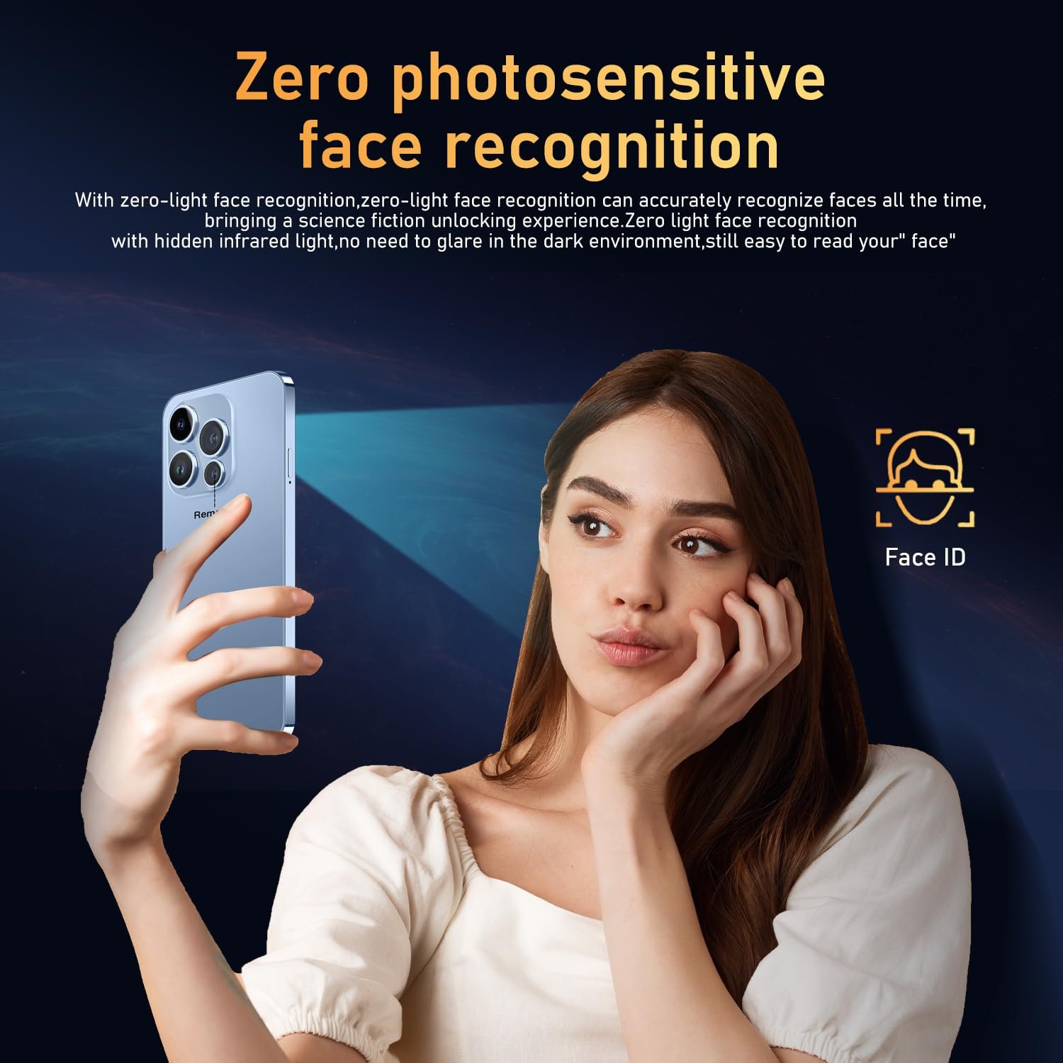 Huness 14PROMA X Smartphone Unlocked Cell Phone,Battery 6800mAh 6.82" HD Screen Unlocked Phones,16+512GB Android 14 with 128GB Memory Card,Dual SIM/Fingerprint Lock/Face ID/GPS (Blue, 16+512G) - Image 4