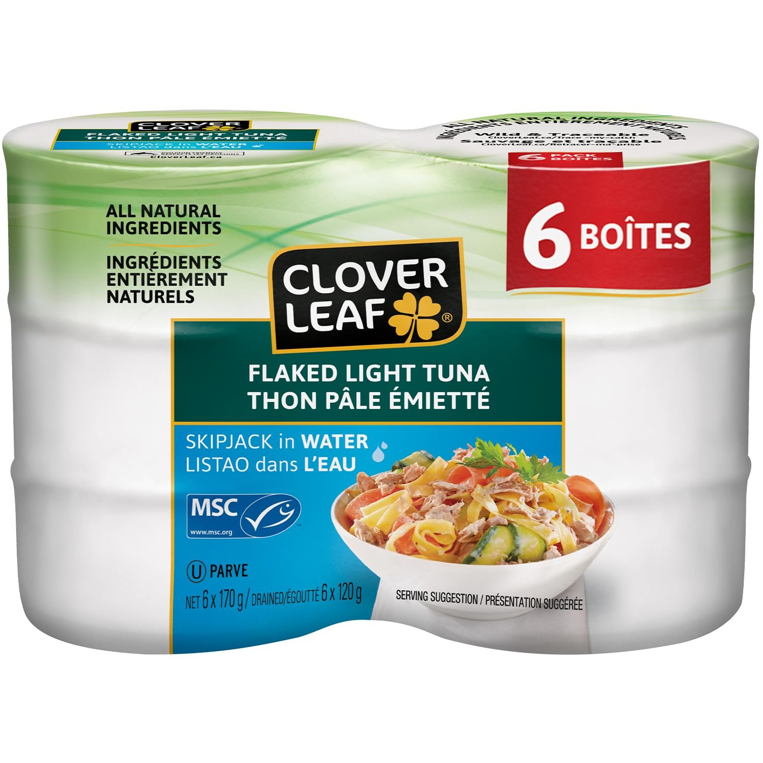Clover Leaf Flaked Light Skipjack Tuna in Water - 170g, 6 Count - Canned Tuna - High in Protein - 13g of Protein Per 55g Serving - 100% Wild-Caught and Traceable Tuna - Trace My Catch - Image 3