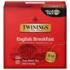 Twinings English Breakfast Black Tea Individually Wrapped Bags, 100 Count (Pack of 1), Smooth, Flavourful, and Robust, Caffeinated, Enjoy Hot or Iced, 100 Teabags