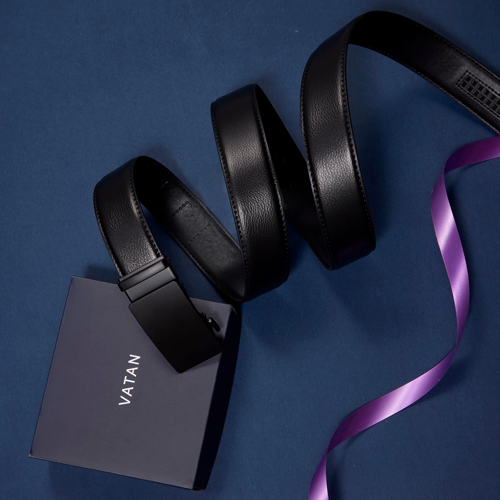 VATAN Men's Belt Leather Ratchet Belt for Men Dress Casual Every Day with Adjustable Buckle, Trim to Fit - Image 4