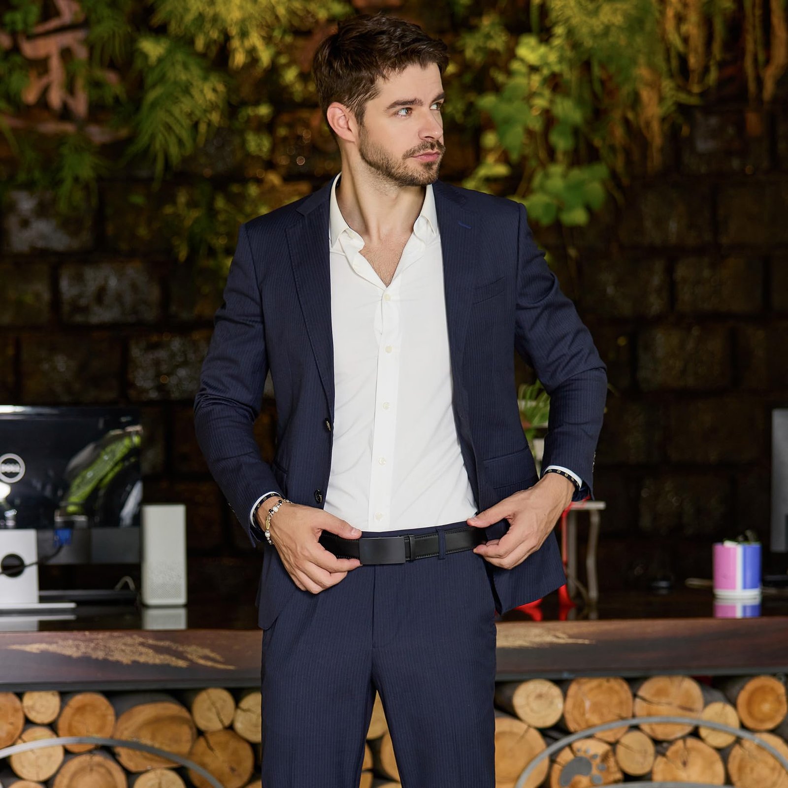 VATAN Men's Belt Leather Ratchet Belt for Men Dress Casual Every Day with Adjustable Buckle, Trim to Fit - Image 3