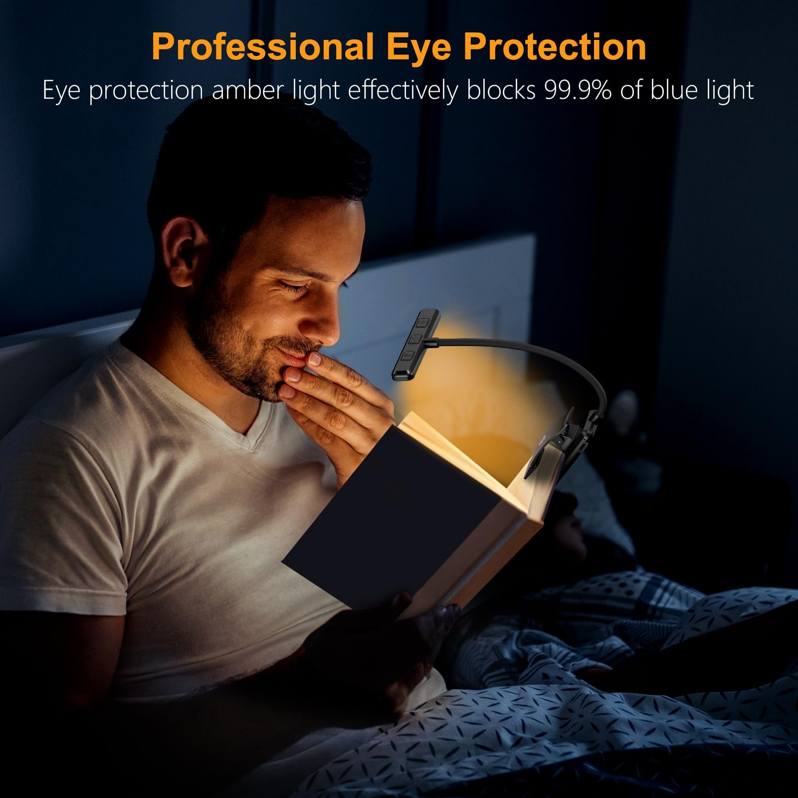 Gritin 19 LED Rechargeable Book Light for Reading in Bed with Memory Function- Eye Caring 3 Color Temperatures,Stepless Dimming Brightness,90 Hrs Runtime Lightweight Clip on Light for Book Lovers - Image 6