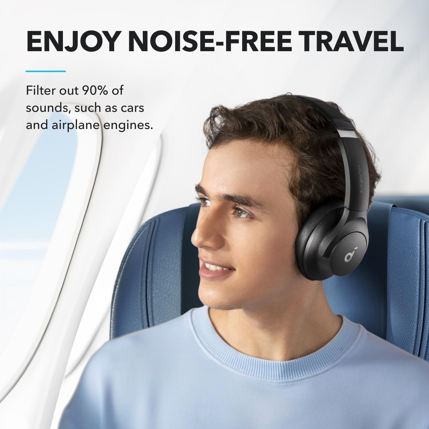 soundcore by Anker Q20i Hybrid Active Noise Cancelling Headphones, Wireless Over-Ear Bluetooth, 40H Long ANC Playtime, Hi-Res Audio, Big Bass, Customize via an App, Transparency Mode, Ideal for Travel - Image 8