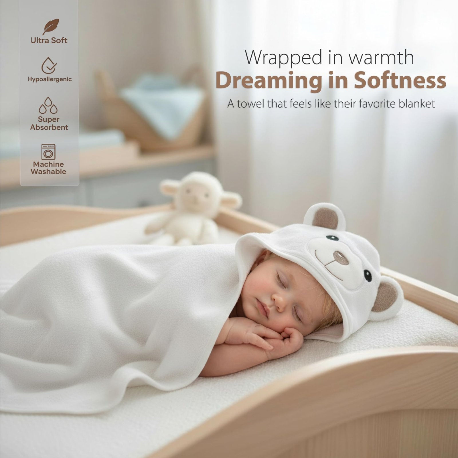 Premium Ultra Soft Organic Bamboo Baby Hooded Towel with Unique Design – Hypoallergenic Baby Towels for Infant and Toddler – Suitable as Baby Gifts - Image 5