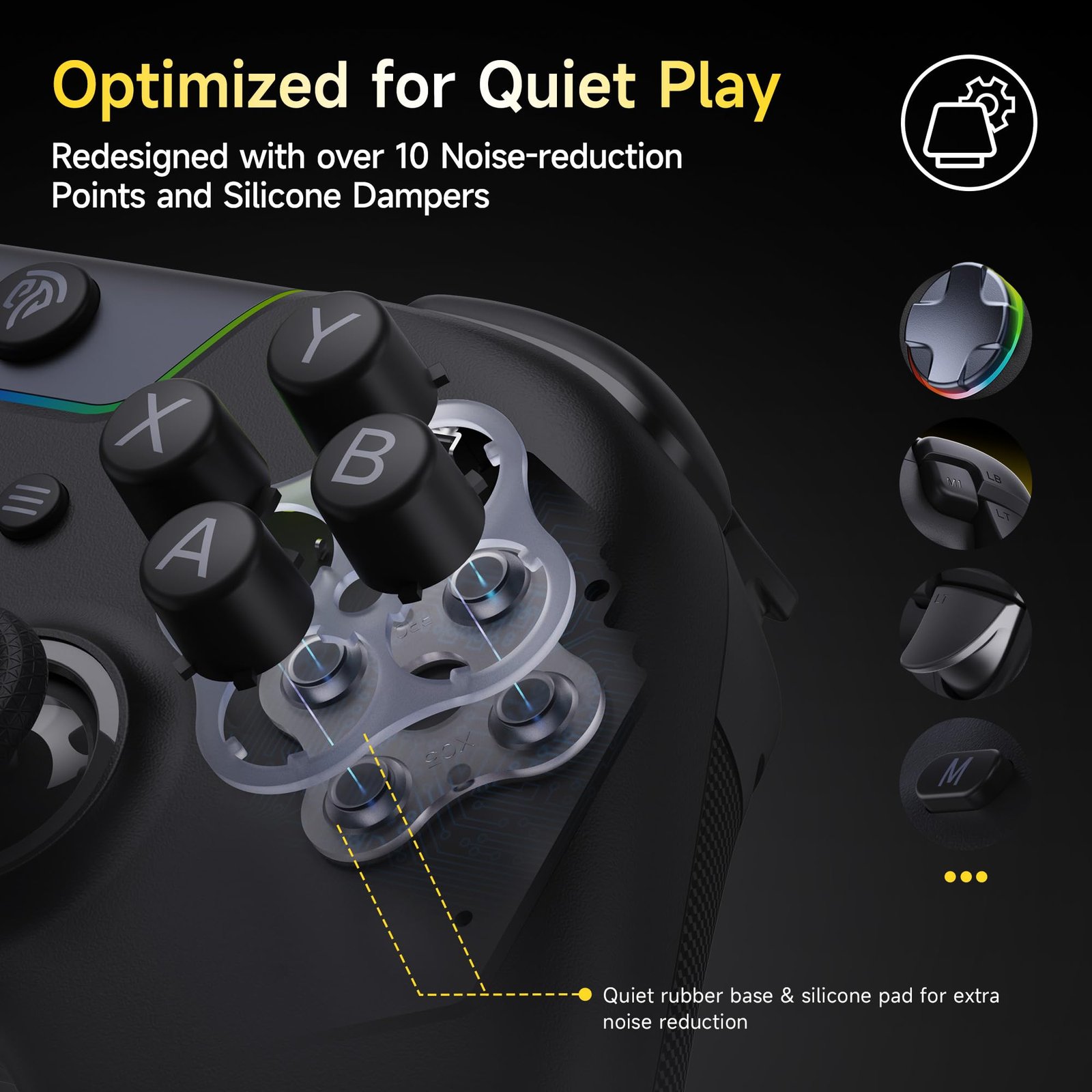 EasySMX X05 Pro Wireless PC Controller, Upgraded 2-Stage Triggers,Mute Buttons,Hall Joysticks,1000Hz Polling, 8-Way D-Pad, 1000mAh Battery, Multi-Platform Controller for PC/Switch/Android/iOS, Black - Image 9