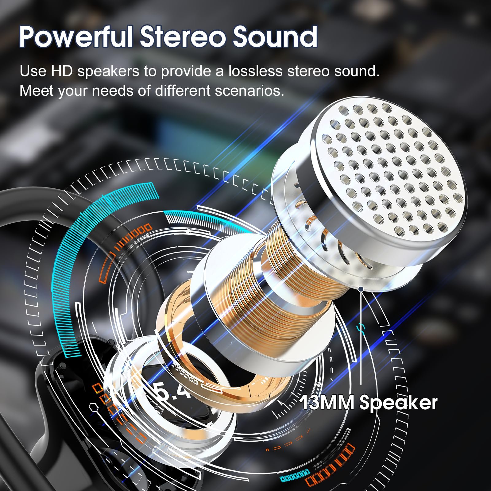 Wireless Earbuds, 50H Bluetooth 5.4 Headphones Sport, Bluetooth Earbuds with ENC Noise Canceling, HiFi Stereo Sound Wireless Earphones with Earhooks, IP7 Waterproof Ear Buds for Sports/Workout/Running - Image 6