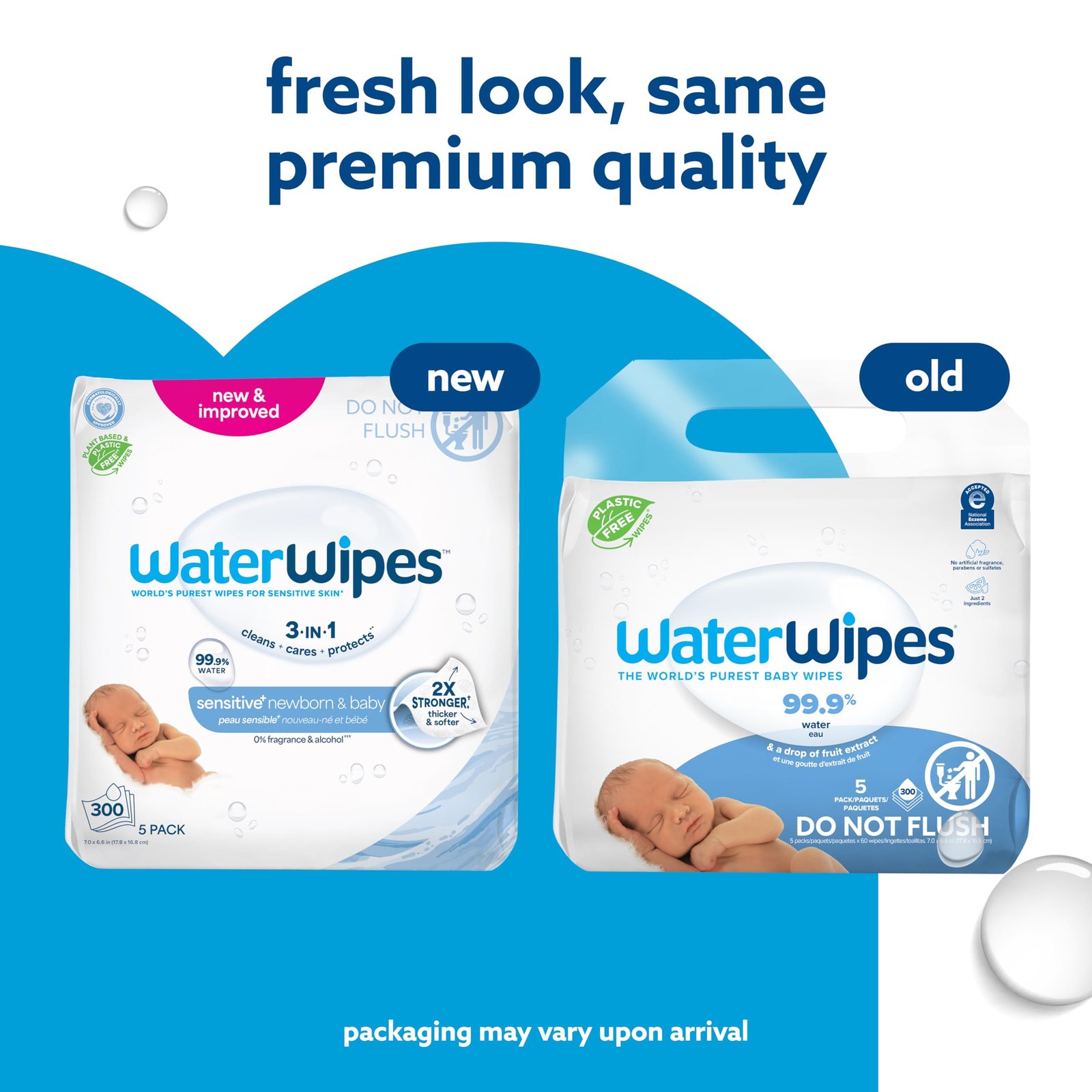 WaterWipes Sensitive+ Newborn & Baby Wipes, 3-In-1 Cleans, Cares, Protects, 99.9% Water, Unscented & Hypoallergenic, 300 Count (5 Packs) - Image 10