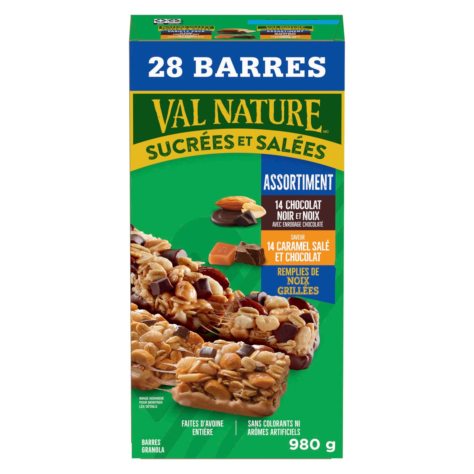 NATURE VALLEY - VALUE PACK - Dark Chocolate Nut and Salted Caramel Chocolate Chewy Nut Sweet and Salty Granola Bars Variety Pack, Pack of 28 Bars, 980 grams, Snack Bars, Made with Whole Grains - Image 4