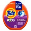 Tide PODS laundry detergent pacs, 3-in-1 Stain Remover, Odor Fighter, Color ProteCountor, 76 Count, HE compatible, Spring Meadow Scent